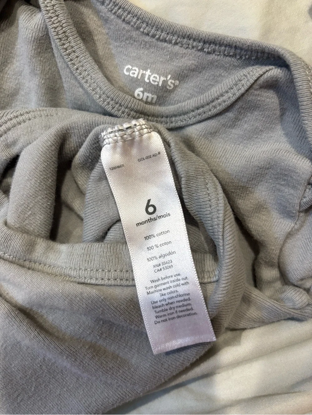 Carter's Light Gray Long-Sleeve Bodysuit with 'Mommy's Little Peanut'